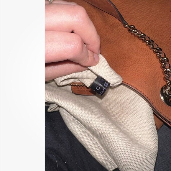 GUCCI Soho Chain Nubuck Orange Leather Tote - Picture 12 of 15